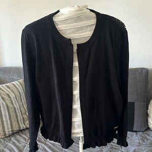 DKNY Black Ruffle Hem Cardigan